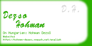 dezso hohman business card